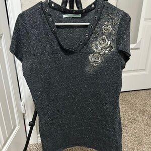 Gray Women's Top with angel wings